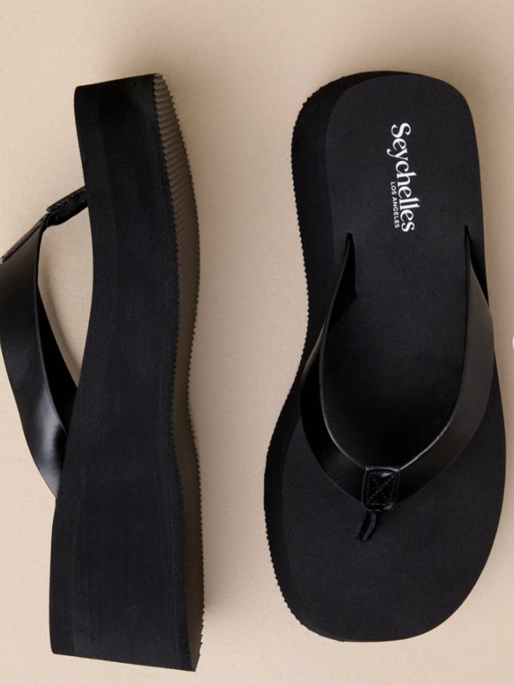 Seychelles Skyscraper Black Flatform Thong Slide Sandals - Picture 4 of 10
